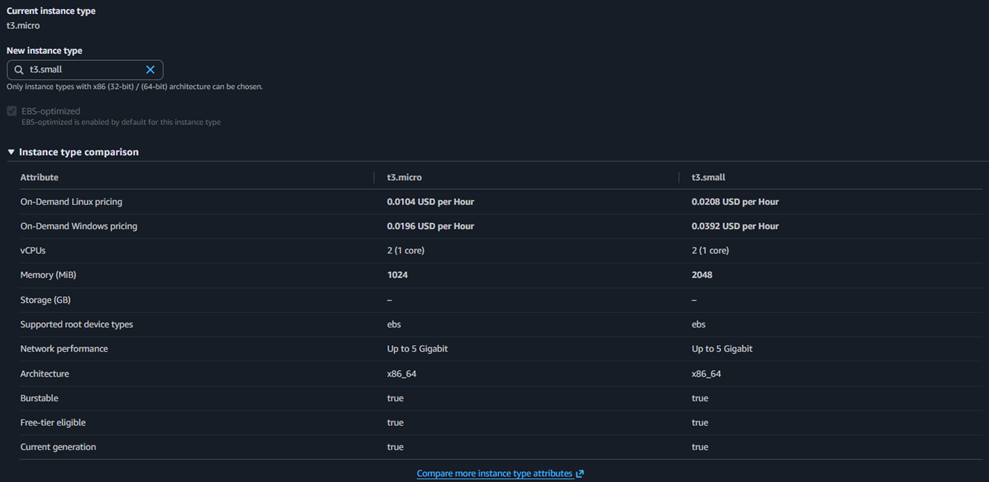 Change instance type