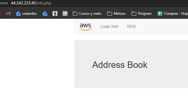 Address Book web app connected to RDS