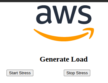 Generate Load page served by the ALB with Start and Stop Stress buttons