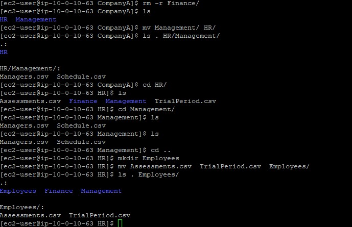 Terminal showing reorganized folder structure