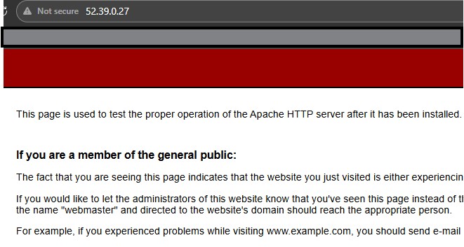 Browser showing the Apache test page