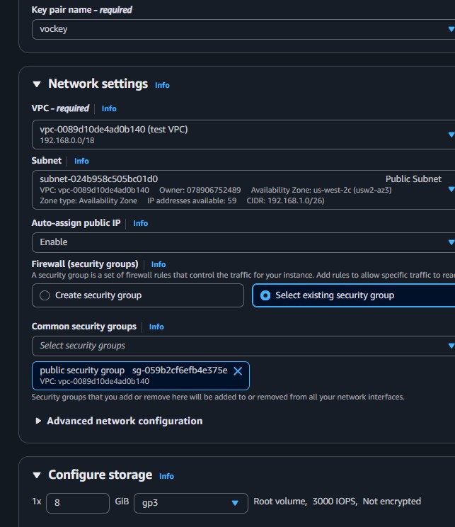 EC2 instance network settings