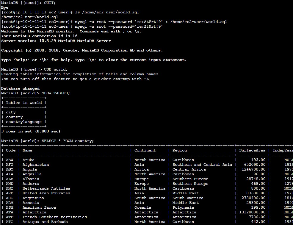Importing the world.sql file and verifying restored tables