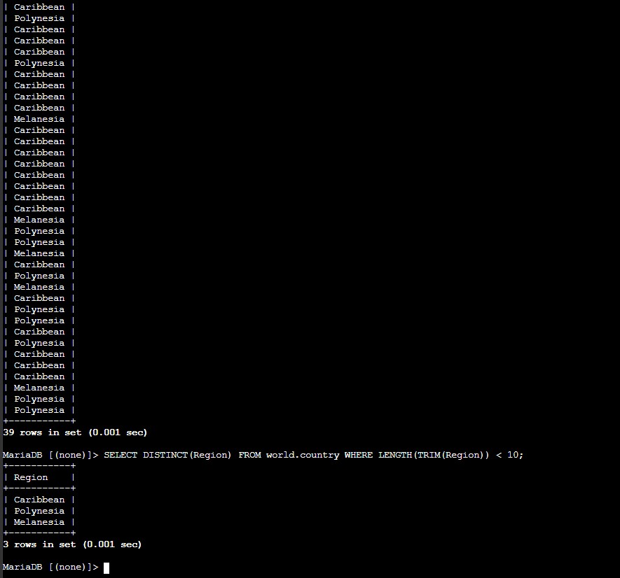 Using LENGTH TRIM and DISTINCT to reduce duplicate regions