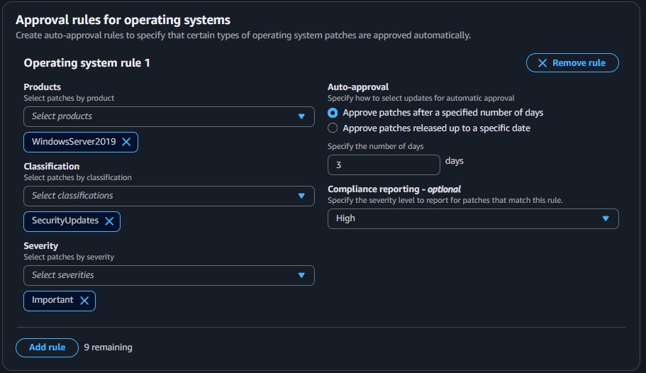 Custom Patch Baseline Configuration