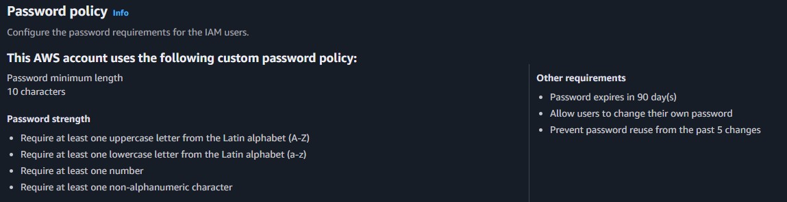 Modified password policies