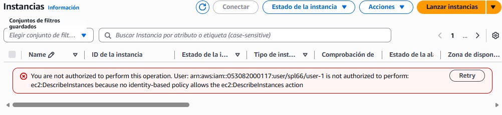 User 1 failing to access EC2