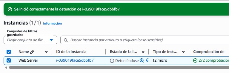 User 3 successfully stopping EC2